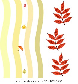 fallen leaf umbrella rubber boot autumnal vector background