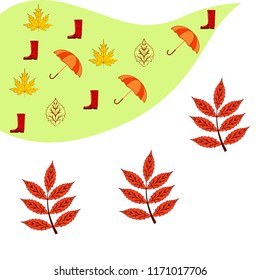 fallen leaf umbrella rubber boot autumnal vector background