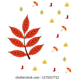 fallen leaf umbrella rubber boot autumnal vector background