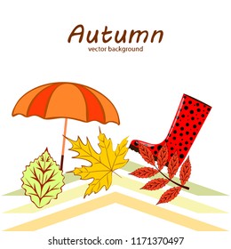 fallen leaf umbrella rubber boot autumnal vector background