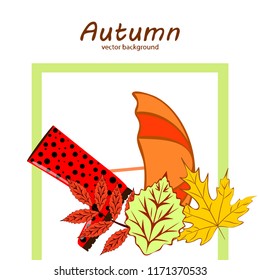 fallen leaf umbrella rubber boot autumnal vector background