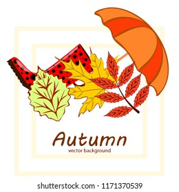 fallen leaf umbrella rubber boot autumnal vector background