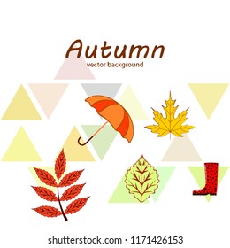 fallen leaf umbrella rubber boot autumnal vector background