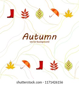 fallen leaf umbrella rubber boot autumnal vector background