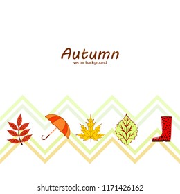 fallen leaf umbrella rubber boot autumnal vector background