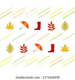 fallen leaf umbrella rubber boot autumnal vector background fallen leaf umbrella rubber boot autumnal vector background