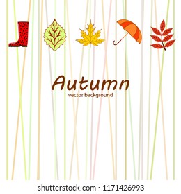 fallen leaf umbrella rubber boot autumnal vector background