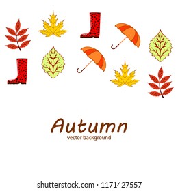 fallen leaf umbrella rubber boot autumnal vector background