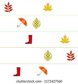 fallen leaf umbrella rubber boot autumnal vector background
