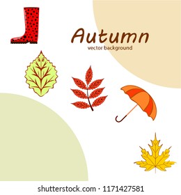 fallen leaf umbrella rubber boot autumnal vector background