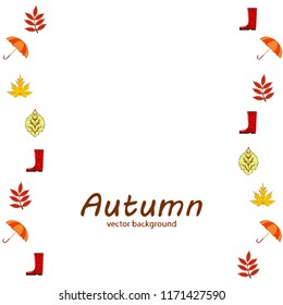 fallen leaf umbrella rubber boot autumnal vector background