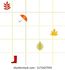 fallen leaf umbrella rubber boot autumnal vector background