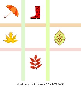 fallen leaf umbrella rubber boot autumnal vector background