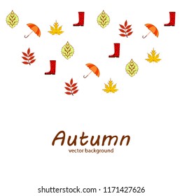 fallen leaf umbrella rubber boot autumnal vector background