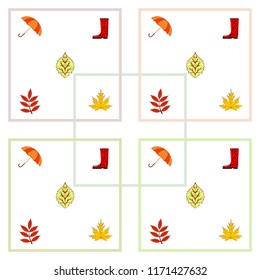 fallen leaf umbrella rubber boot autumnal vector background