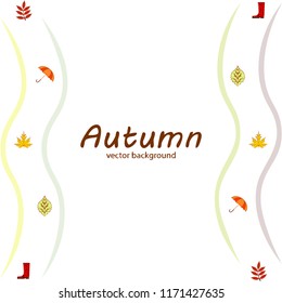 fallen leaf umbrella rubber boot autumnal vector background