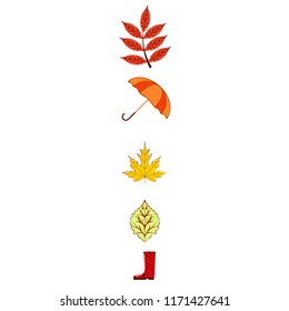 fallen leaf umbrella rubber boot autumnal vector background