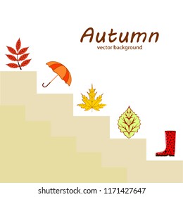 fallen leaf umbrella rubber boot autumnal vector background
