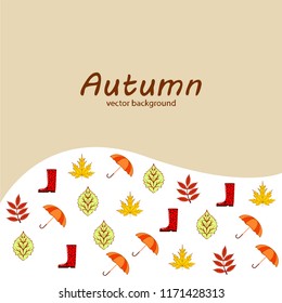 fallen leaf umbrella rubber boot autumnal vector background