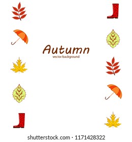 fallen leaf umbrella rubber boot autumnal vector background