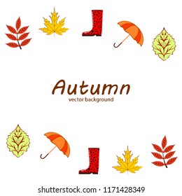 fallen leaf umbrella rubber boot autumnal vector background