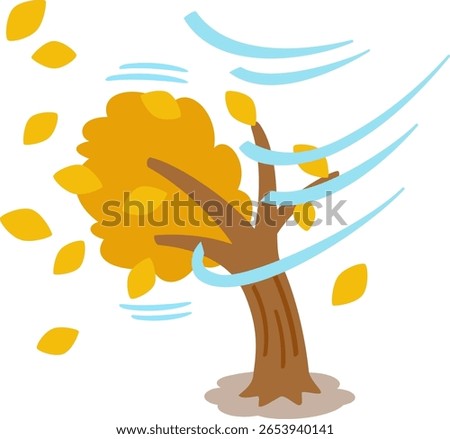 Fallen leaves blown away by strong winds