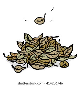 fallen leaves / cartoon vector and illustration, hand drawn style, isolated on white background.