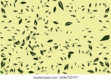 fallen leaves on a bright green background