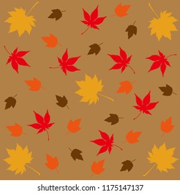 Fallen leaves pattern & textile  design. Seamless pattern with autumn various maple leaves. Vector illustration design source