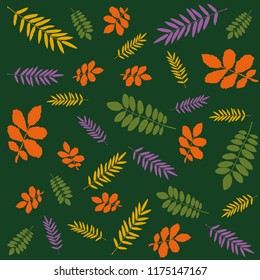 Fallen leaves pattern & textile  design. Seamless pattern with autumn various maple leaves. Vector illustration design source
