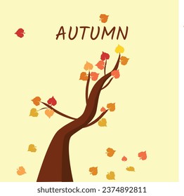Fallen leaves under tree in autumn vector.