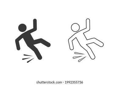 Fallen person vector icon set isolated on white background