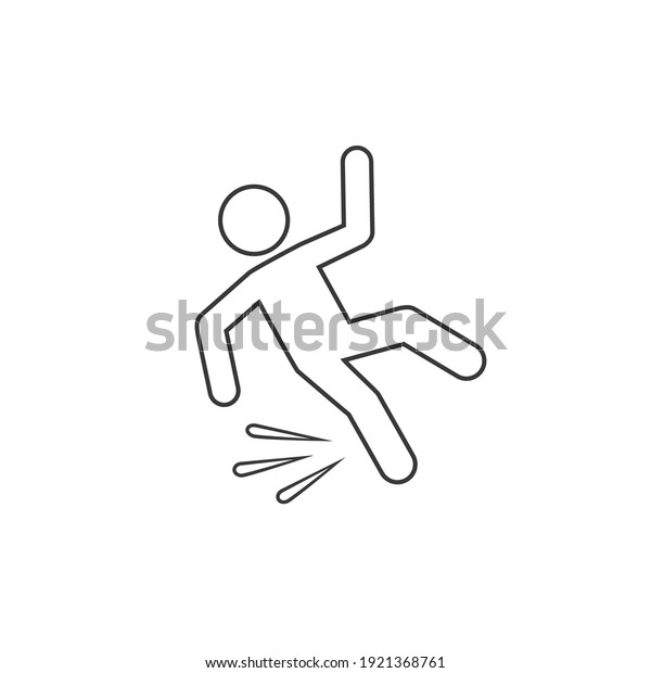 Fallen person vector line icon isolated on\
white background
