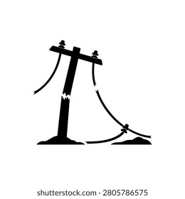 Fallen Power Line Hazard Icon Icon Isolated On White Background
