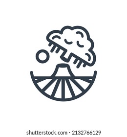 fallen tree landscape logo in rice fields with twilight atmosphere. suitable for farm logos, cafes, restaurants. line design. Vector illustration. oval element