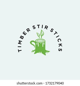 fallen tree logo. vector tree trunk