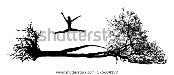 根の落ちた木 彼の上に人を乗せる 生まれてから死ぬまでの生きる木 詳細なベクターイラスト 木のシルエット のベクター画像素材 ロイヤリティフリー