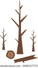 Fallen tree trunk with broken branches, symbolizing deforestation and habitat loss, perfect for environmental awareness or forest conservation campaigns.