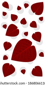 fallen tropical leaves. red leaves for background and design needs. detail vector illustration