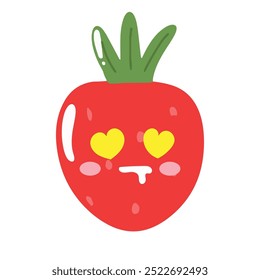 fallin in love emoticon face strawberry cartoon