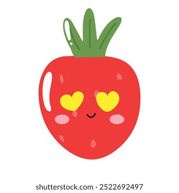 fallin in love emoticon face strawberry cartoon