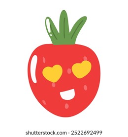 fallin in love emoticon face strawberry cartoon