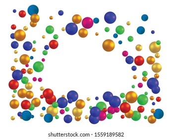Falling 3d balls on white background. Vibrant element of your design. Vector illustration layout. Colorful luxury festive confetty decoration for holidays and celebrations.