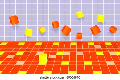 falling abstract cubes. vector 10eps.