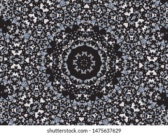 Falling abstract triangles. New design's elements. Vector illustration object. Silver festive, luxury, bright, chaotic confetti background on black.
