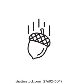 Falling Acorn Line Icon Eatable