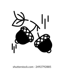 Falling Acorns Glyph Icon, Vector illustration
