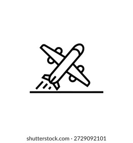Falling airplane icon nose dive aviation accident flat vector symbol