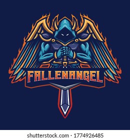 Falling Angel with Hood  sport mascot logo design with modern illustration concept style for team, badge, emblem and thirst printing. Vector Illustrations