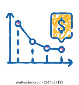 falling arrow infographic doodle icon sketch vector. falling arrow infographic sign. isolated symbol illustration